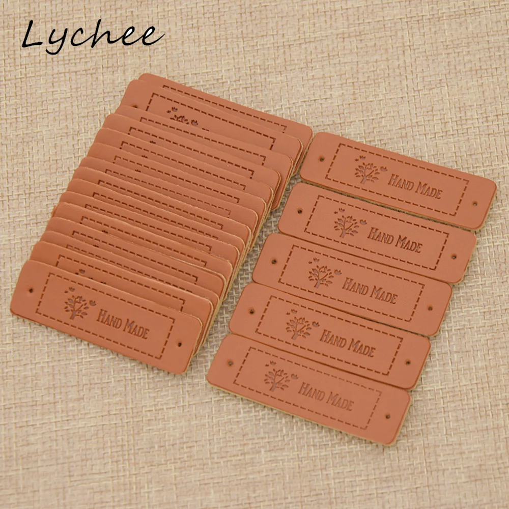 Lychee, 20 штук 5*1,5 см, ручная работа, искусственная кожа этикетки с деревьями, с изображением парусника, инструменты для шитья "сделай сама" маркеры