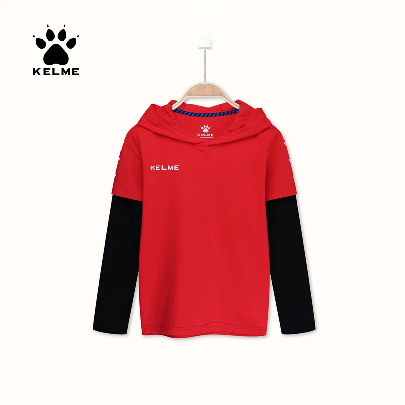 KELME Kid/весенне осенняя футболка с длинными рукавами и капюшоном для отдыха