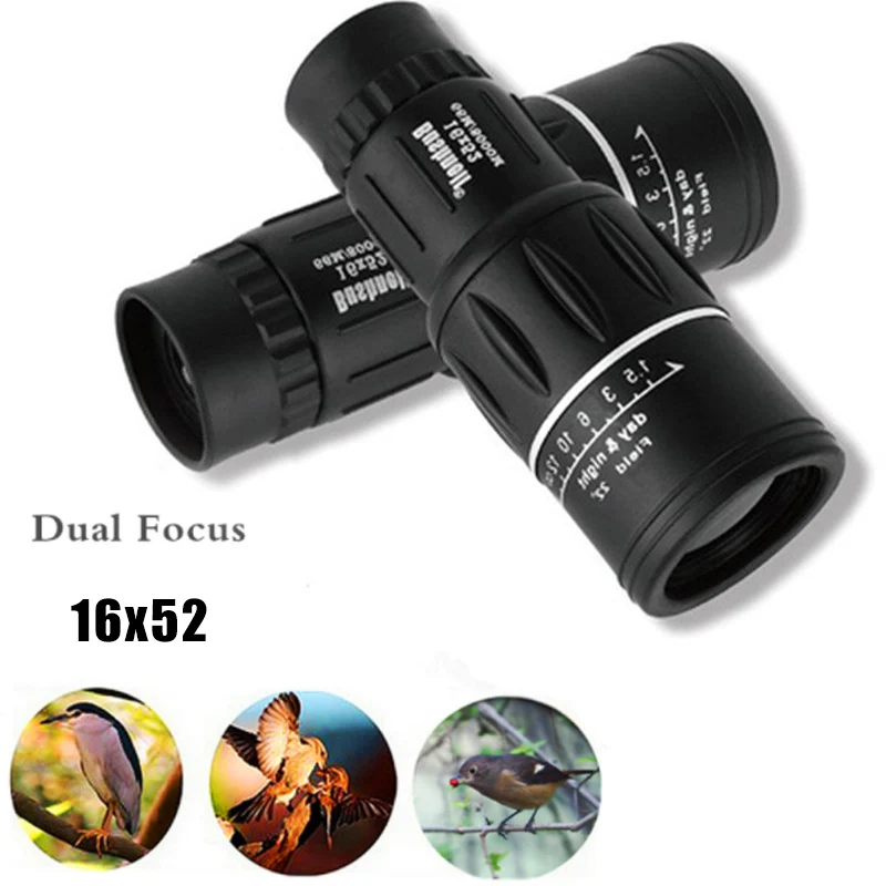 أحادي مجهر أحادي تلسكوب 16X52 HD المزدوج التركيز تعديل الليلية مجهر الإكتشاف نطاق الصيد مشاهدة