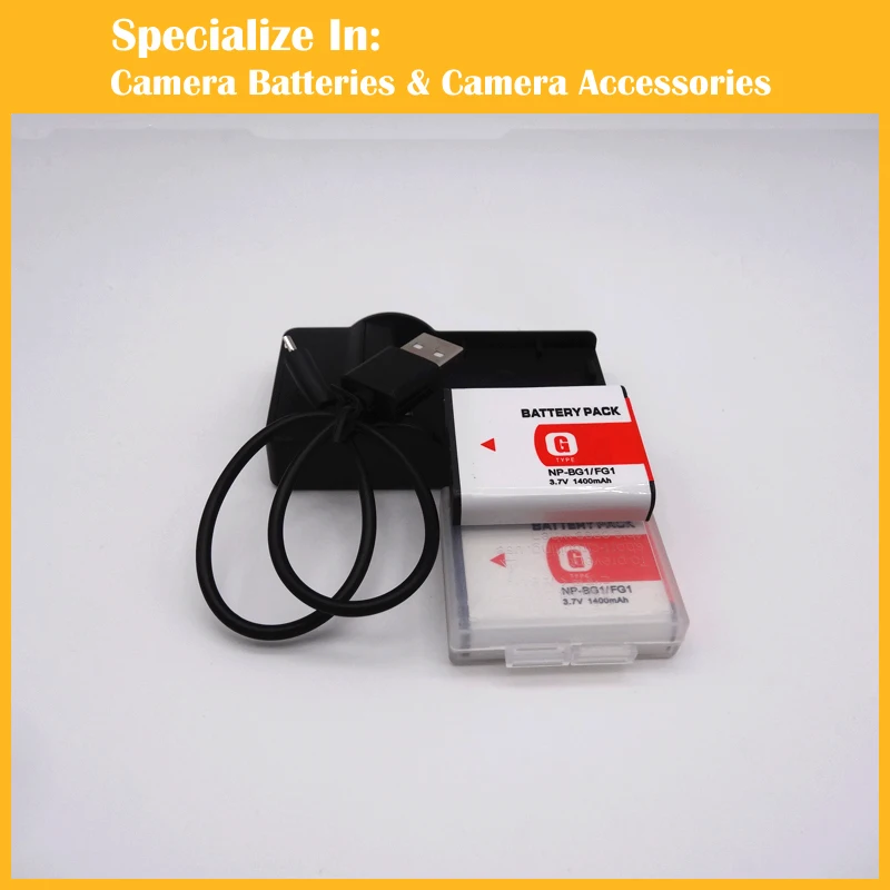 

2PCS Rechargeable Camera NP-BG1 FG1 Battery charger set for Sony DSC-W55 W70 W80 W90 W100 W110 W120 W130 W150 W170 W200 W300