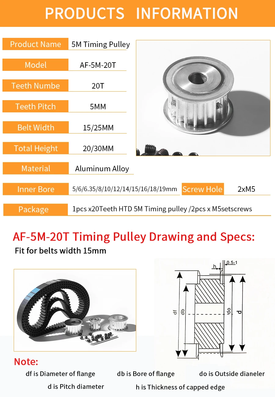 Bore Diameter : 10mm, Number of Pcs : 1pc qfkj Pulley Belt 5M 20T Timing Pulley 20 Teeth 5M-20T 16mm/21mm/26mm Width Toothed Belt Pulley 5-20mm Bore Gear Pulley for CNC Machine Product Bore Diameter : 10mm, Number of Pcs : 1pc qfkj Pulley Belt 5M 20T Timing Pulley 20 Teeth 5M-20T 16mm/21mm/26mm Width Toothed Belt Pulley 5-20mm Bore Gear Pulley for CNC Machine Product