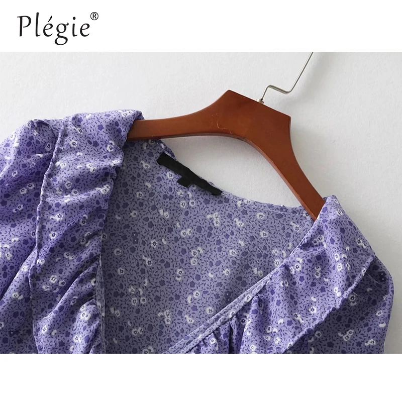Летние платья Plegie 2018 женское платье Лаванда печать с оборками платье с коротким рукавом сексуальное платье с v-образным вырезом и завязкой н... Летние платья Plegie 2018 женское платье Лаванда печать с оборками платье с коротким рукавом сексуальное платье с v-образным вырезом и завязкой н...