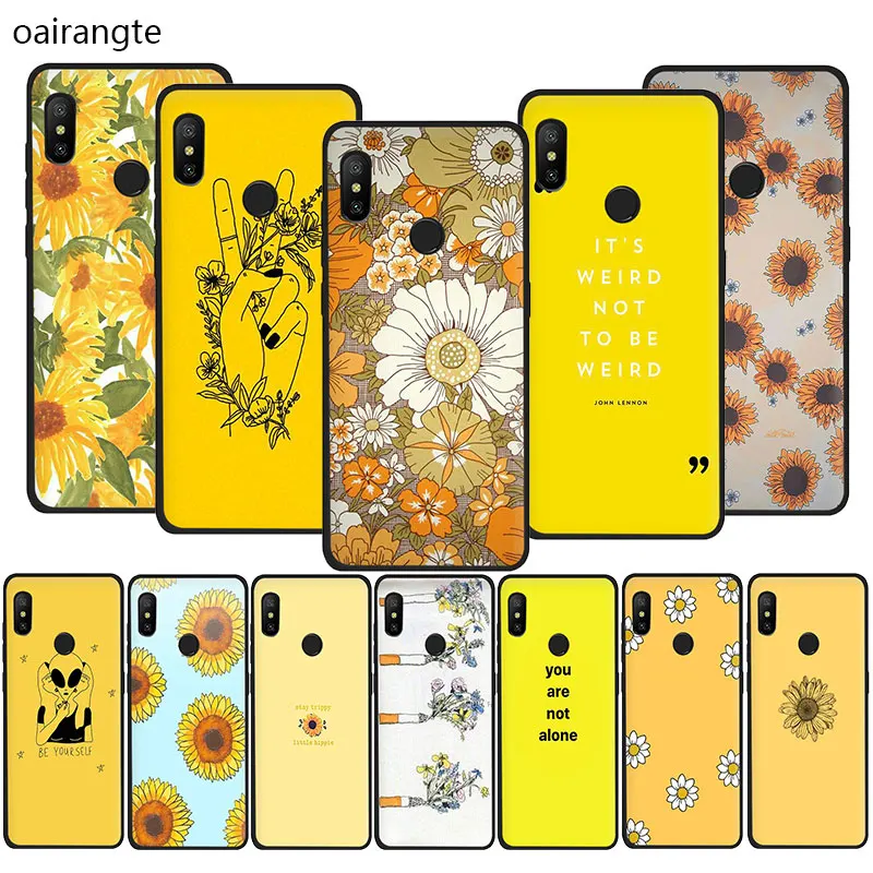 

Hippie Aesthetics yellow Pattern Newest Super Cute Soft TPU phone cover case for Redmi K20 4A 4X 5 6 5A 6A 7 Go Note 5 6 7 8 Pro