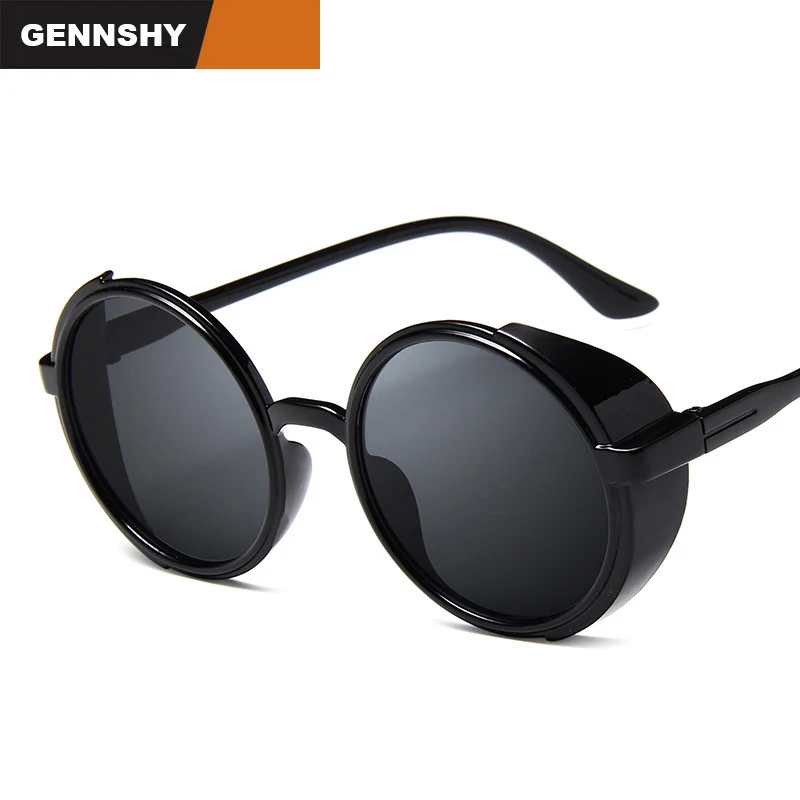 

Newest Fashion Round Sunglasses Women Men Retro Steampunk Sunglasses Lady Vintage Brand Design Plastic Sunglasses Mirror Lenses