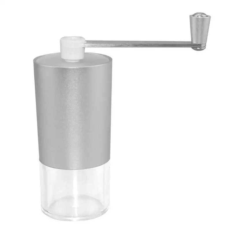 

Manual Coffee Pepper Grinder with Transparent Body Adjustable Aluminum Coffee Burr Mill for Home Office Travel Use Accessories