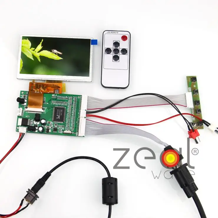 

4.3"inch TFT LCD Display 480*272+VGA/2AV/Reversing Driver Controller Board Card Remote Control For RaspberryPi