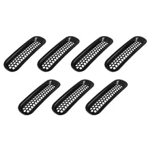 7Pcs Black Silver ABS Mesh Front Grille Trim Cover Car Inserts Racing Grille For Bumper Jeep