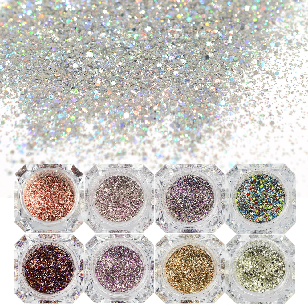 

1Box Dazzling Platinum Nail Glitter Powder Laser Sparkly Dust Powder Manicure Nail Art Decorations Shiny Accessories BEBG01-26