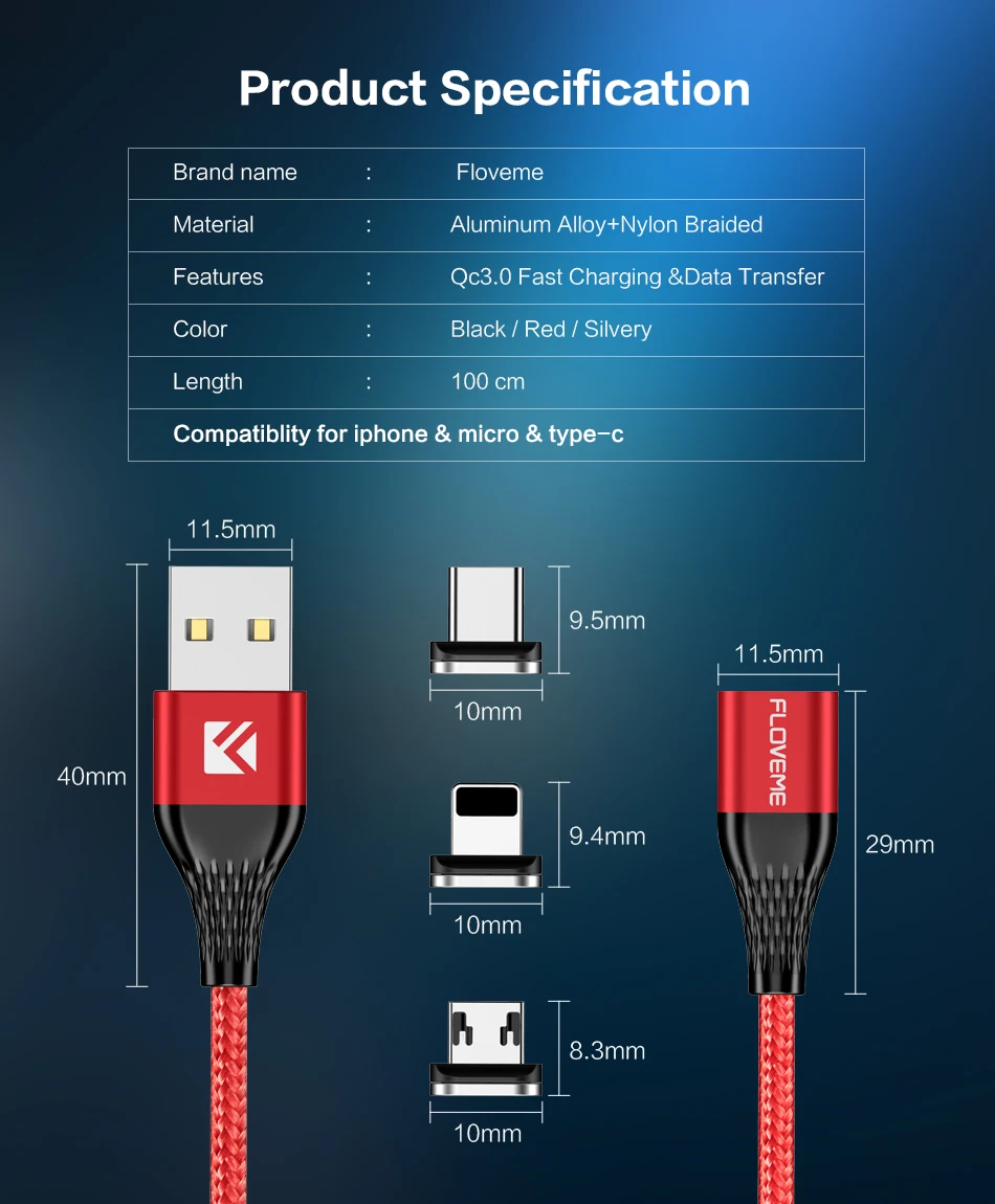 Магнитный usb-кабель FLOVEME для зарядки Micro Usb type C, Магнитный провод для быстрой зарядки, шнур 3a для iphone samsung Redmi Note 7 8, Microusb