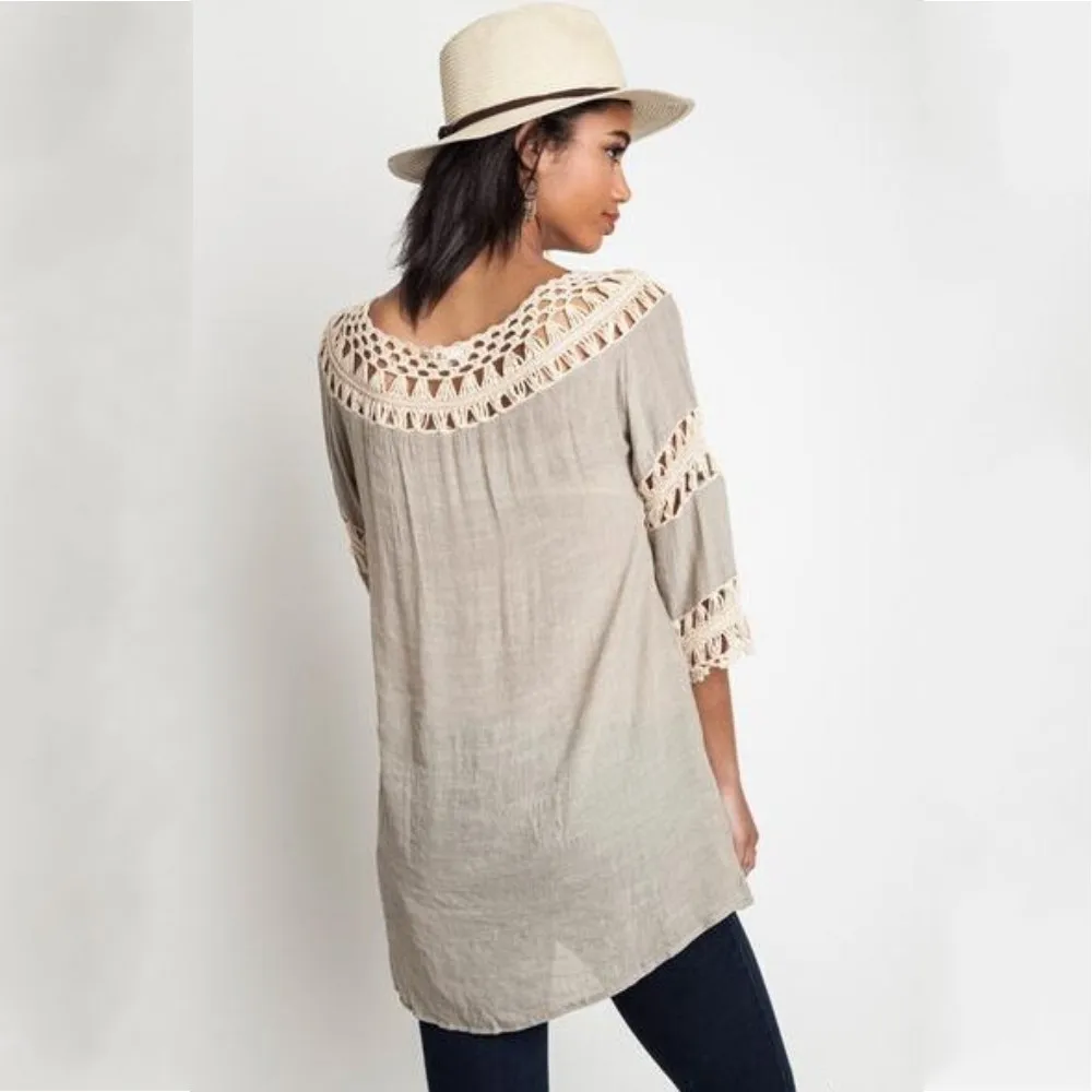 Bellyanna лето 2016 Для женщин Boho пляж blusas oversize Кружево Крючком Вязаная рубашка в стиле