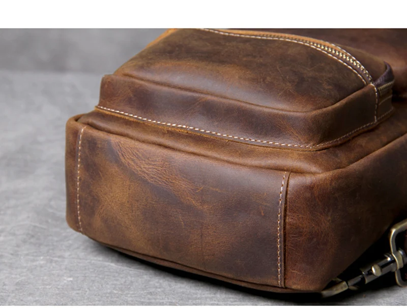 Woosir Mens Single Strap Backpack Leather Chest Bag