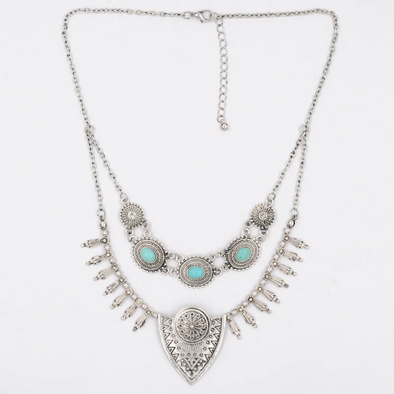 Ожерелье в богемном этническом стиле, женское винтажное антикварное ожерелье с подвеской, модное ювелирное изделие
