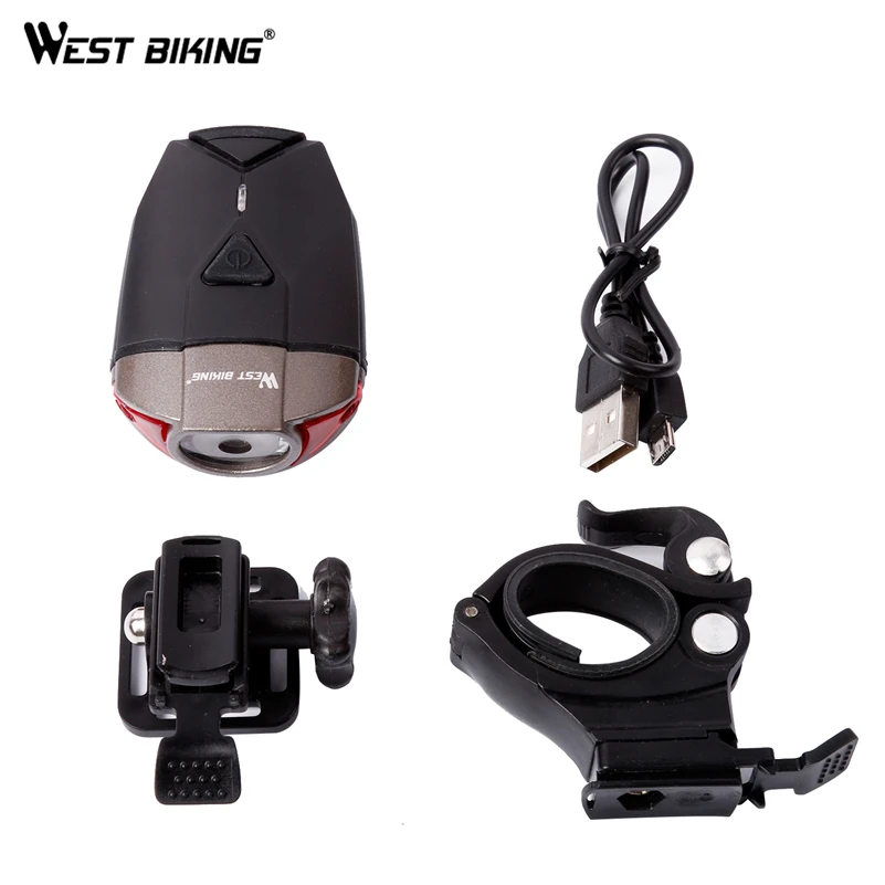 Clearance WEST BIKING Cycle USB Rechargeable Front Bicycle Helmet Light Bike LED Handlebar Lamps Bicycle Helmet Safety Flashlight Torch 12