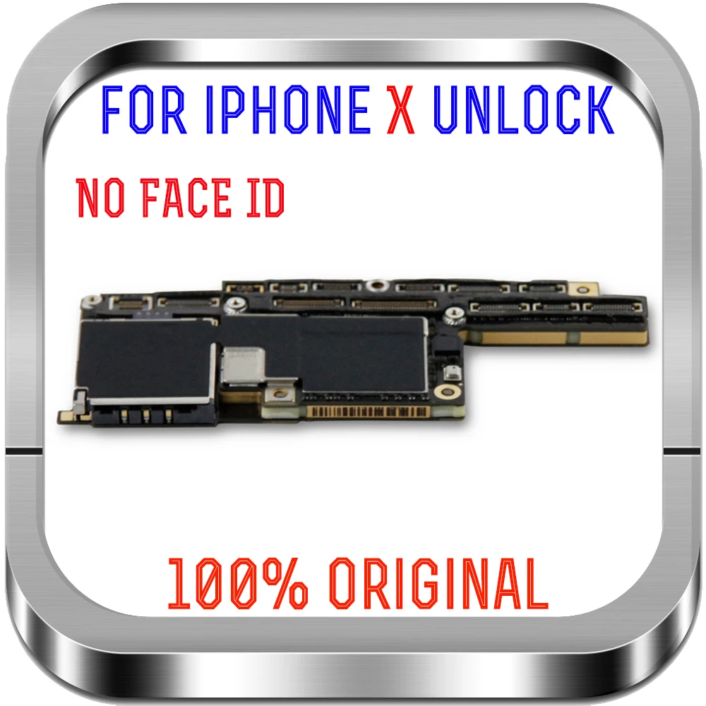 

100% Test well Original unlocked for iphone X Motherboard NO FACE ID for iphone X Logic Boards with IOS 64GB/256GB