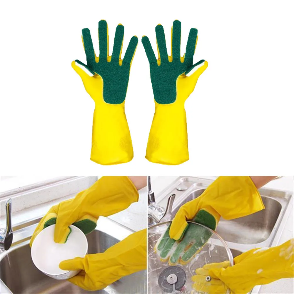 Magic Reusable Silicone Gloves Cleaning Brush Scrubber Gloves Heat