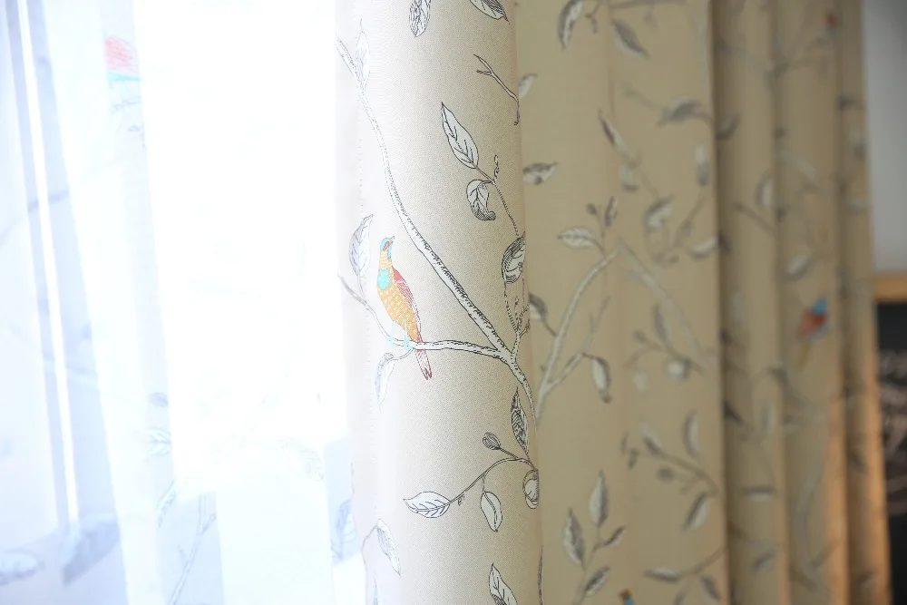 Деревенский цветок птица затемненная кофейная занавеска s для гостиной зеленая ткань занавеска для детской спальни мультяшная Тюлевая занавеска