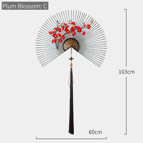 Металлические настенные украшения цветок гостиная настенный орнамент китайский современный креативный Диван ТВ фон 3d висящий роскошный настенный Декор - Цвет: Plum Blossom C60