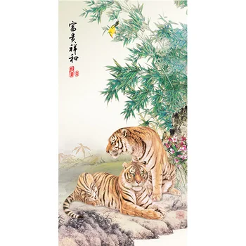 

DIY Unfinished 100% Mulberry Silk Suzhou Embroidery Sets Printed Patterns Needlework Kits Tigers