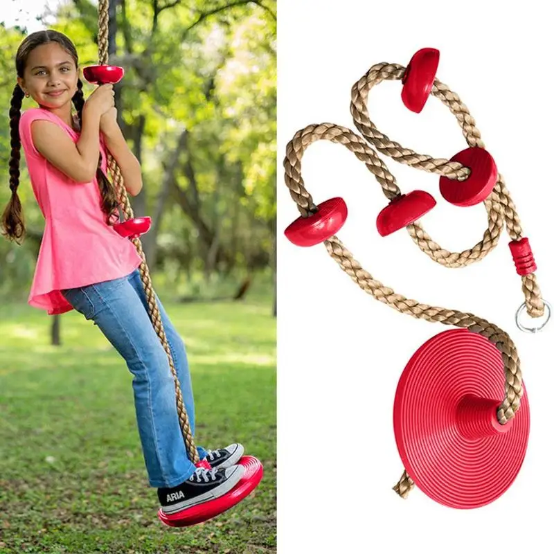 

Disc Monkey Swing Rope Safe Indoor Outdoor Plastic Hanging Swingset Kid Sport Fun Toy with Platform Garden Swings Accessories