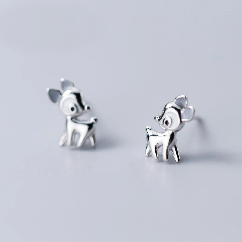 

MloveAcc 100% Authentic 925 Sterling Silver Animal Collection Deer Small Stud Earrings for Women Fashion Jewelry S925