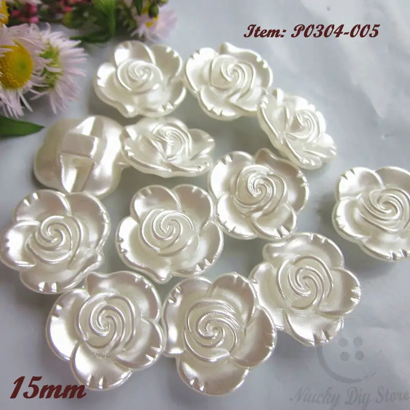 144pcs 18mm / 15mm one hole flower pearl buttons for decoration