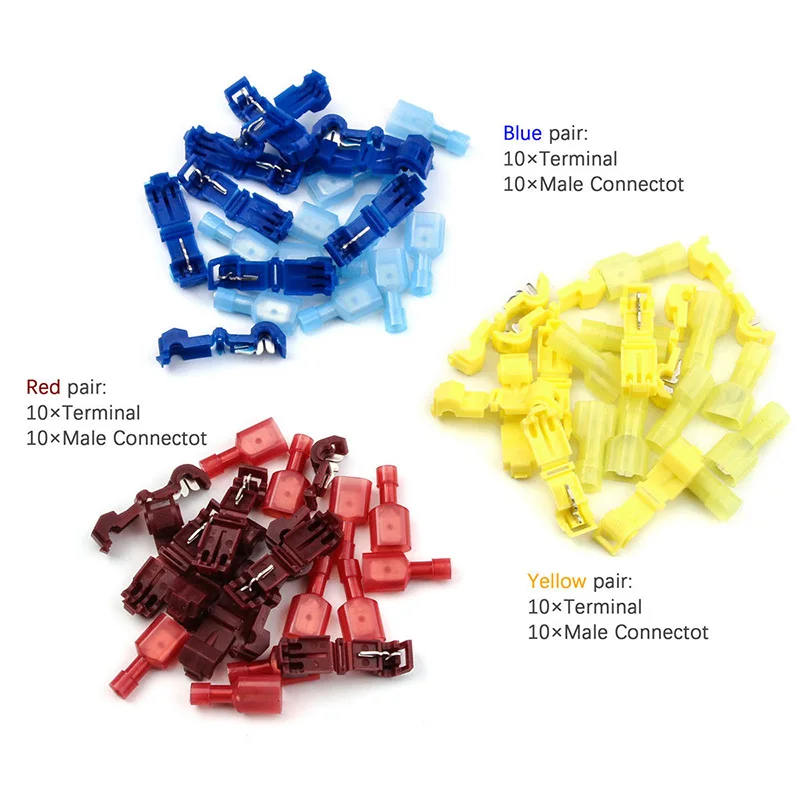 

Newest 60/120Pcs T-Tap Insulated Electrical Wire Quick Splice Connectors+Male Crimp Terminal