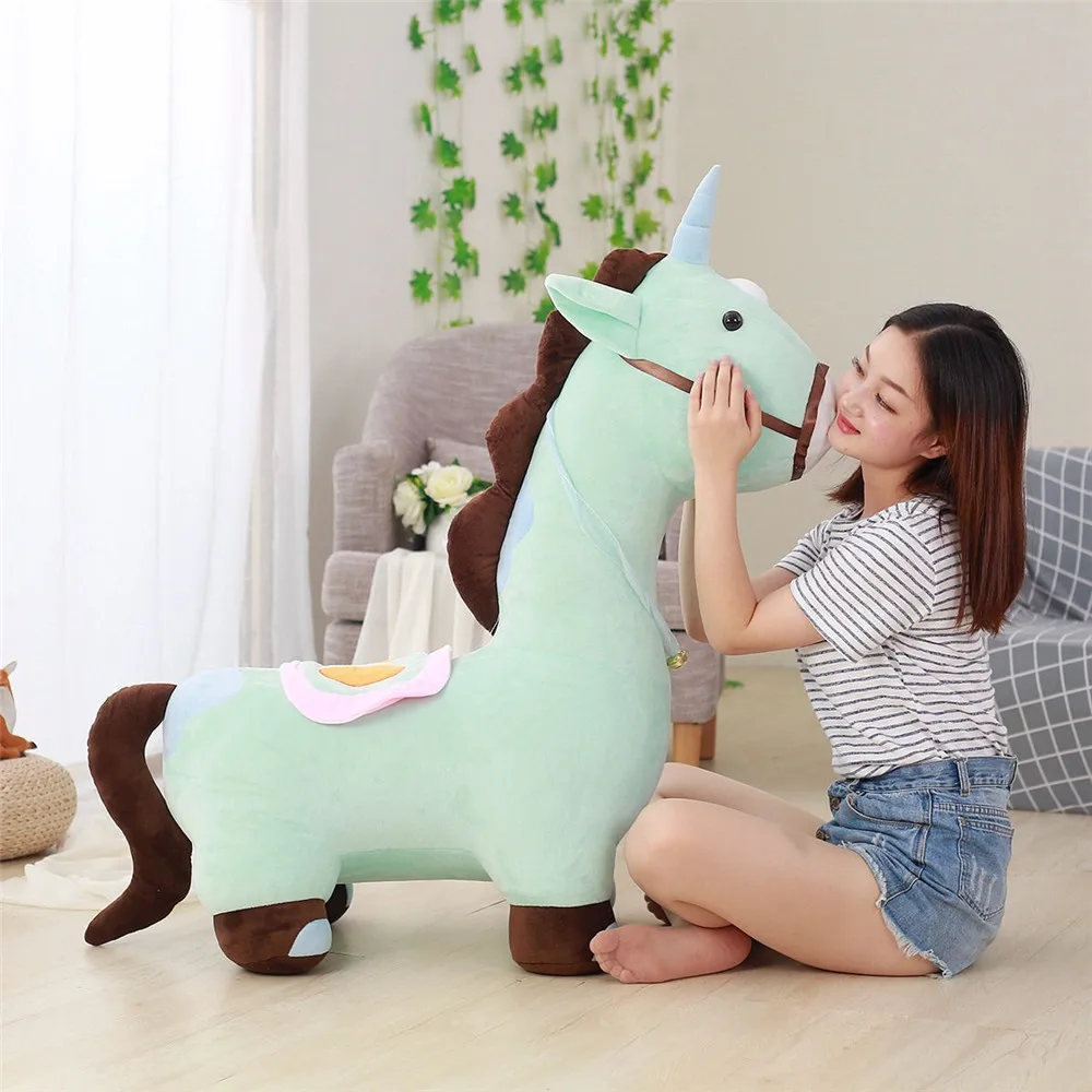 Fancytrader Soft Anime Unicorn Plush Sofa Toy Big 120cm Stuffed Cartoon Ride on Horse Doll Chair Could Load 50kg on the Back 9