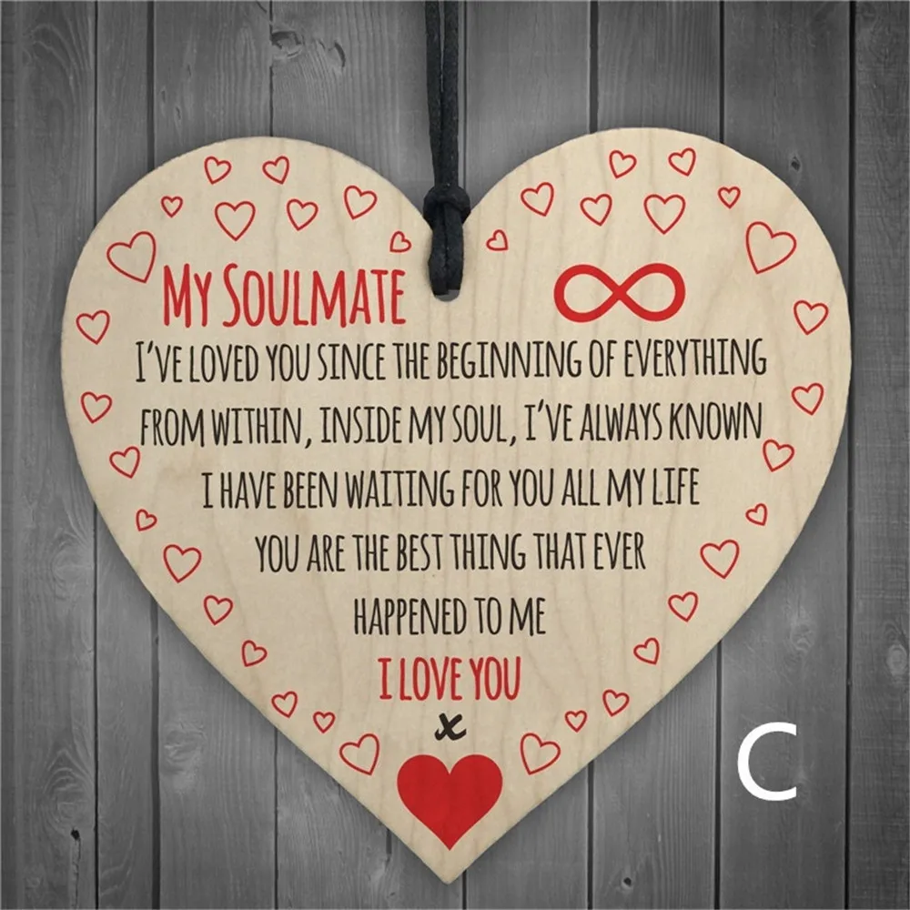 (My Soulmate I Love You) деревянное Сердце Дерево ремесло табличка знак специальный