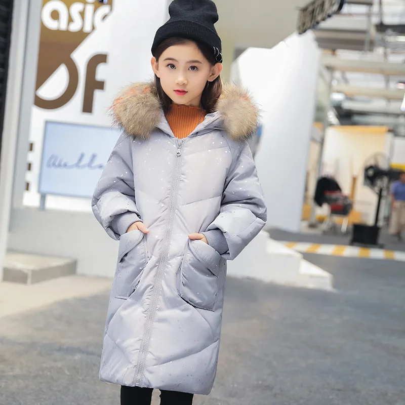 

2019 Fahion Fur Hooded Jacket for Girls Children Snow Wear Parka Thick Down Coats Winter Jacket for Children Christma Coat