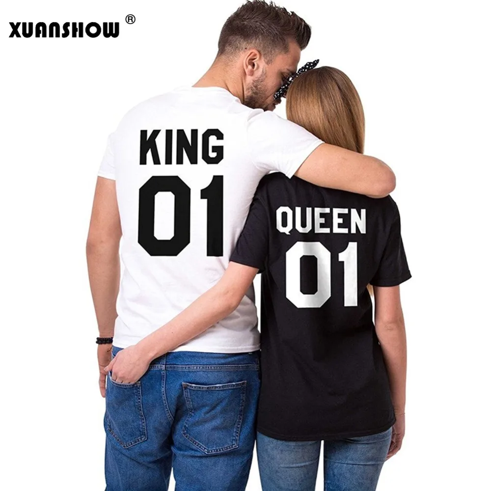 XUANSHOW новые модные летние футболки для пар с коротким рукавом Король Королева