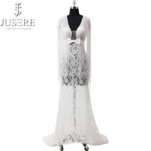 2018 Ivory Lace Deep V neckline Wedding dresses Illusion Bridal Pearl Straps Beads Flowing Down Lace Wedding Gowns Bow Knot Belt