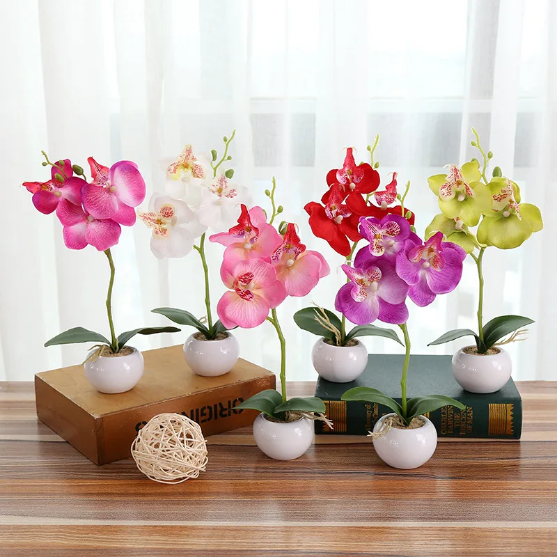 1 компл. Мотылек Орхидея+ ваза искусственные цветы бабочки DIY Шелковый цветок фаленопсиса бонсай для свадьбы дома фестиваль украшения
