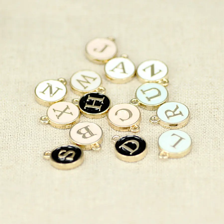 

26PCS Original Double Enamel Round Letter A-Z Pendant Zinc Alloy Beads Charm Fit Handmade Bracelet Cheap Jewelry Accessories
