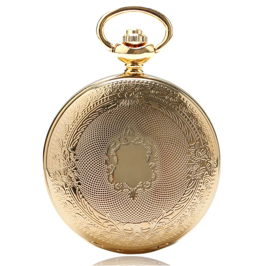 Antique Luxury Golden Mechanical Hand Wind Steampunk Necklace Chain Men Women Roman Number Analog Pocket Watch Relogio Bolso (3)
