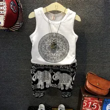 Спортивный костюм для малышей летние комплекты одежды для малышей Модная брендовая одежда для мальчиков Детский жилет с принтом+ мешковатые штаны, комплект из 2 предметов для детей от 2 до 6 лет