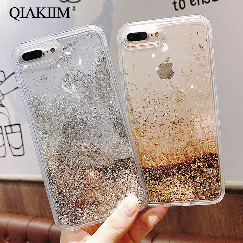 Bling Luxury Transparent Flowing Gold Foil Liquid Phone Case For iphone 6S 6 7 8 plus X XS 11 MAX XR Quicksand Cover Capa Fundas