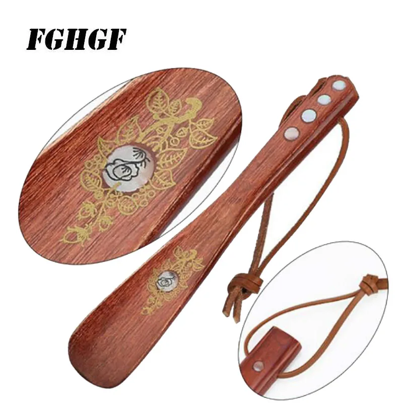 

stats Solid wood extra long extension handle shoe puller shoe lifter shoe roller shoe pump Real cowhide rope