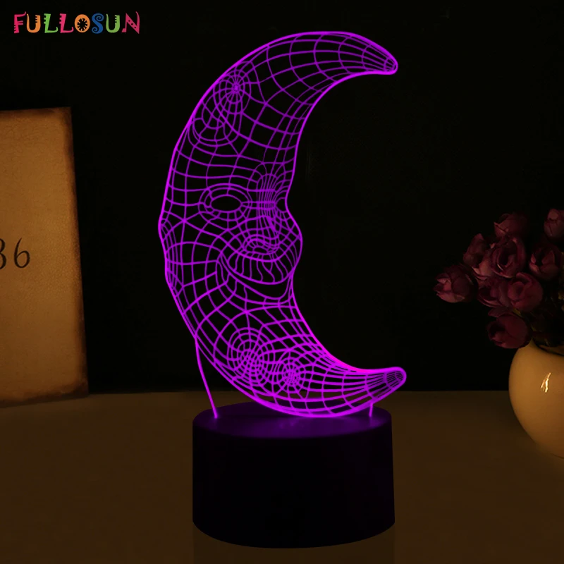 Праздничные подарки светодиодный 3D лампа луна волшебная 3D иллюзия светодиодный настольный светильник освещение как Детская Спальня деко FS-2864