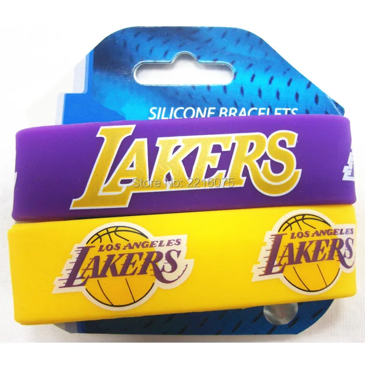 

300pcs 25mm wide Los Angeles Laker wristband silicone bracelets free shipping by DHL express