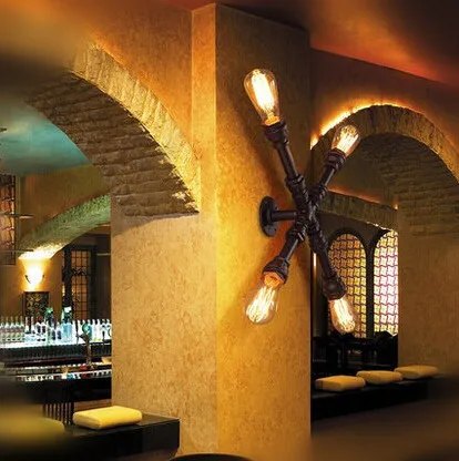 

Vintage Creative industrial loft Incandescent wall lamp with 4 lights for bar corridor balcony home lighting,Bulb Included