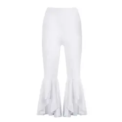 Для женщин Fabala расклешенные брюки Slim Fit эластичный пояс вечерние Девятый брюки летние Высокая Талия полиэстер Повседневное M-XL