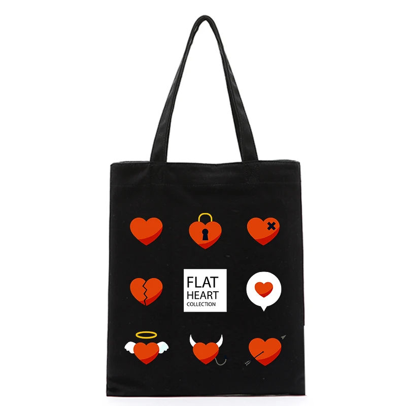 

Origina kawaii cute reusable shopping tote bag customize eco bags diy sweet heart printing bag with logo foldable cosmetic bag