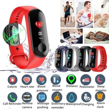 

M3 Blood Pressure Oxygen Connected Watch Fitness Bracelet Activity Tracker Smart Watches M3 IP67 Waterproof Sport Wristband