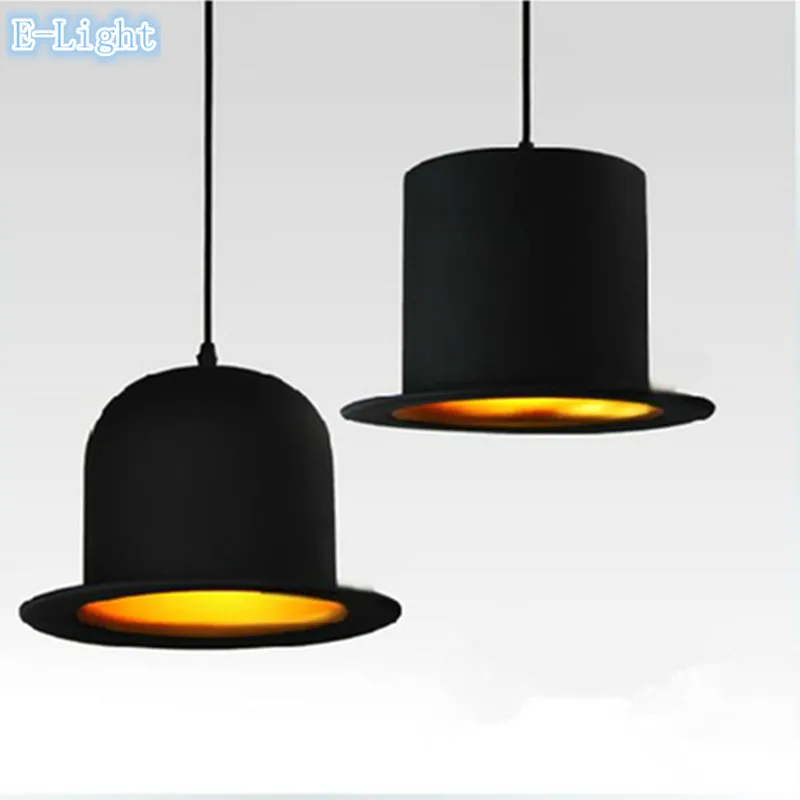 Modern Jazz Top Hat Pendant Lamp Dining Room Jeeves / Wooster Pendant Lights Outside Black Inner Golden Ac110v 220v LED Lighting