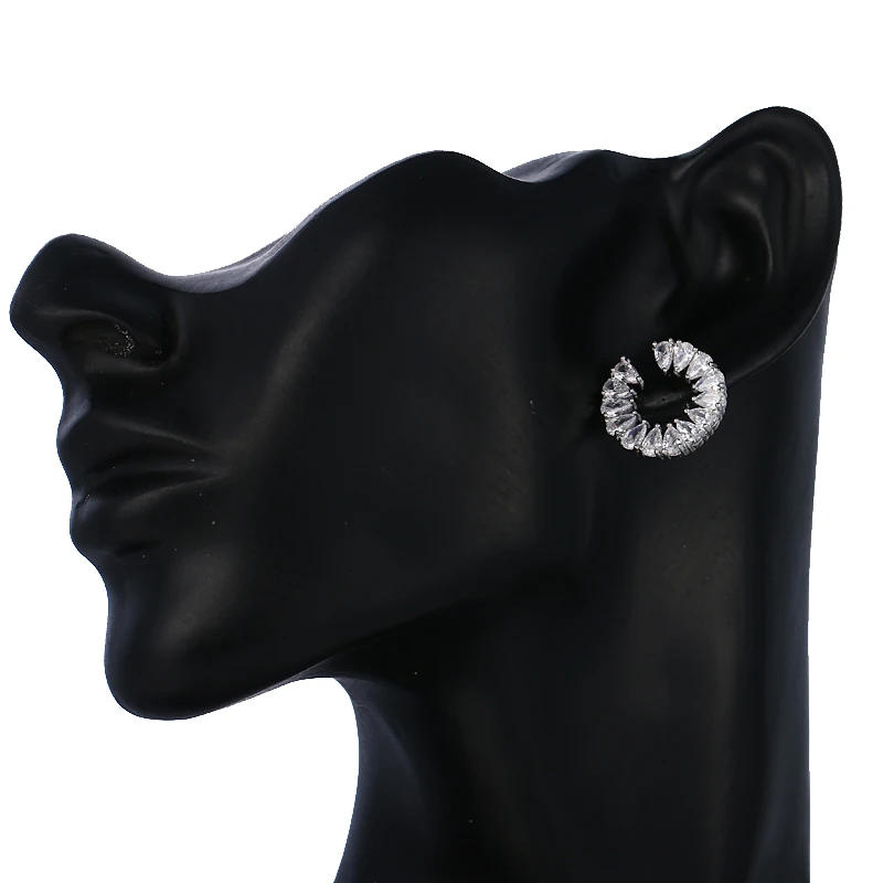 EMMAYA бренд уха белый камень инкрустированный Модные женские вечерние серьги-гвоздики AAA с кубическим цирконием