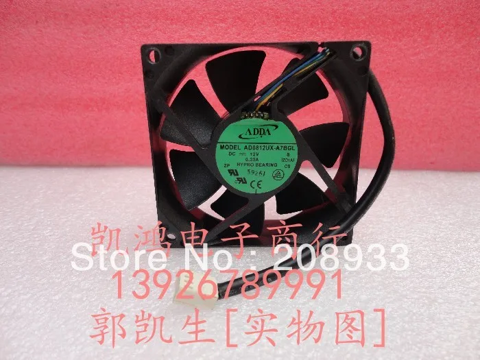 

For ADDA AD0812UX-A7BGL 12V 0.33A 8CM 8025 4-pin PWM controlled fan ++cooling fan