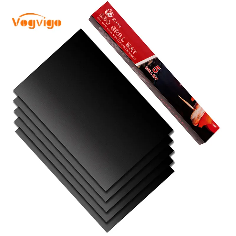 

VOGVIGO 5 Pcs Non-Stick Surface Heat Resistant BBQ Grill Mats Durable Barbecue Baking Mats Grill Pad Sheets For Outdoor Picnic