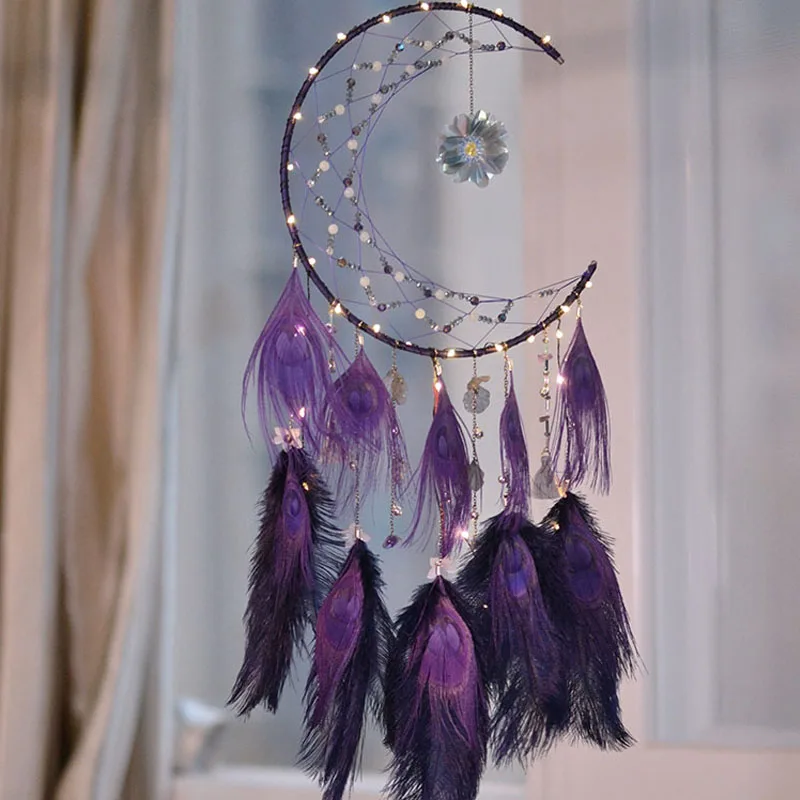 

Phantasy Purple Moon Shape Dreamcatcher Wedding String Fairy Light Christmas LED Festoon Led String Light Party Garden Garland