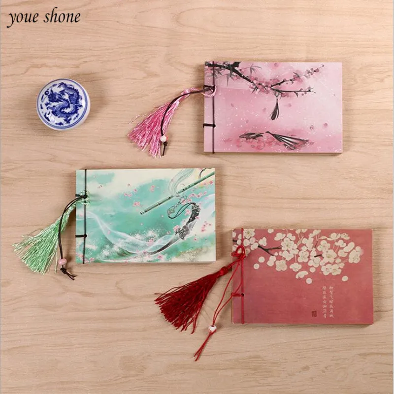 

1Pcs/lot Manual Suture Retro Notebook Diary Journal Chinese Style Cover Design Blank Character Sketchbook Traveler