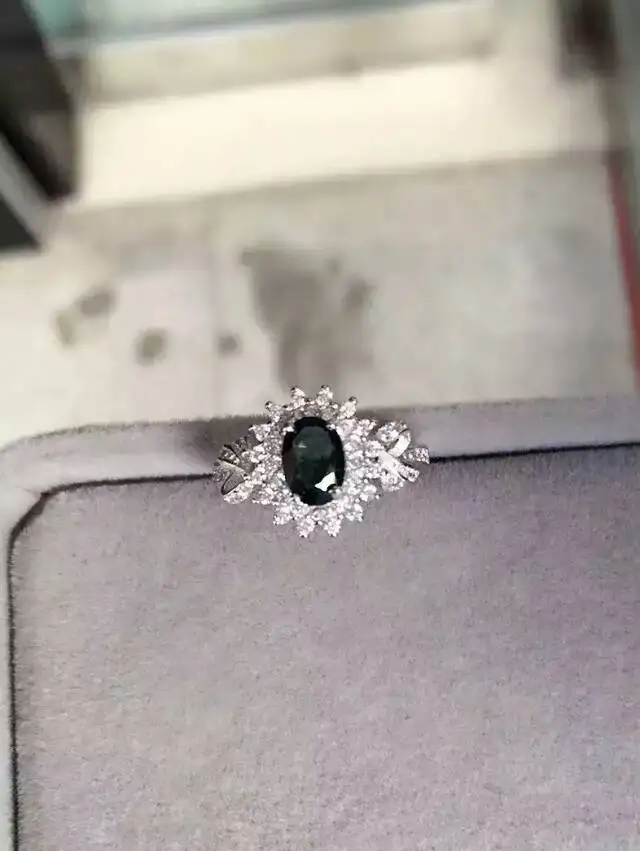 

Natural black sapphire Ring Natural gemstone ring 925 sterling silver trendy Elegant Luxury Diana round women party gift Jewelry